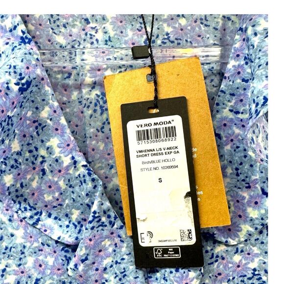 Vero Moda Henna Dress Womens Small Floral Ruffle Long Sleeve Mini Sundress NWT - Picture 6 of 16